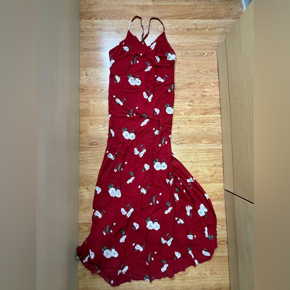 Reformation Red Floral Maxi Dress XS